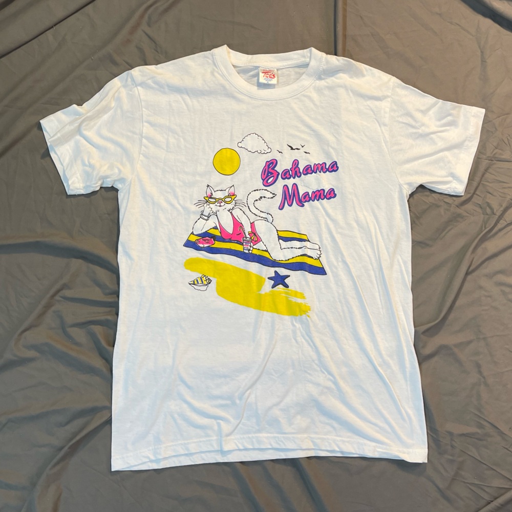 Vintage 80's Bahama Mama Sexy Feline Beach Babe Kitty Cat Graphic T-Shirt XL